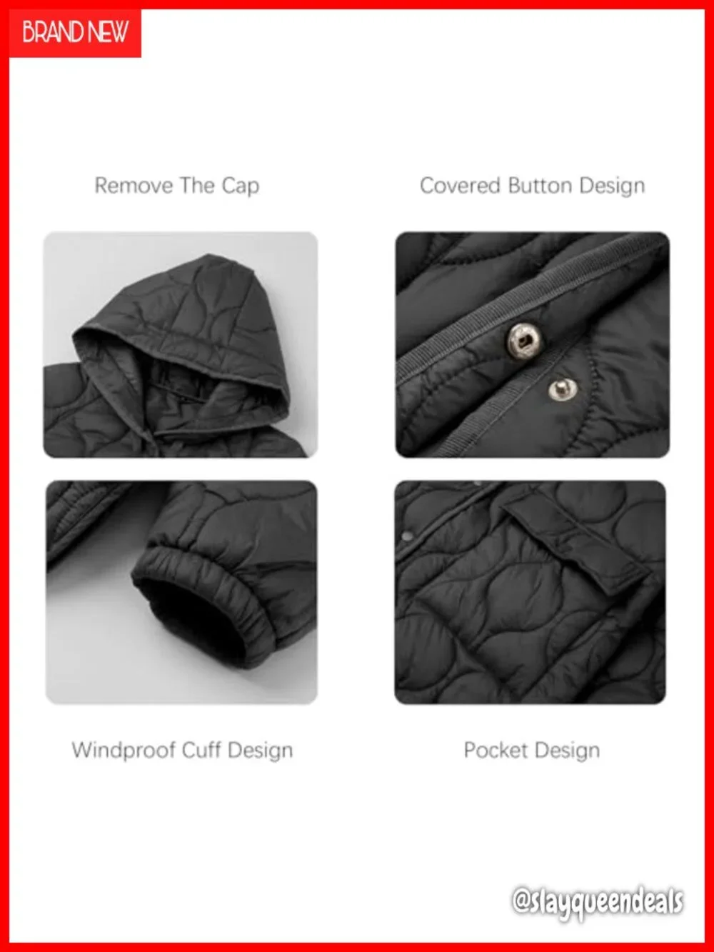 Lightweight Quilted Puffer Jacket Hooded Packable Transitional Coat